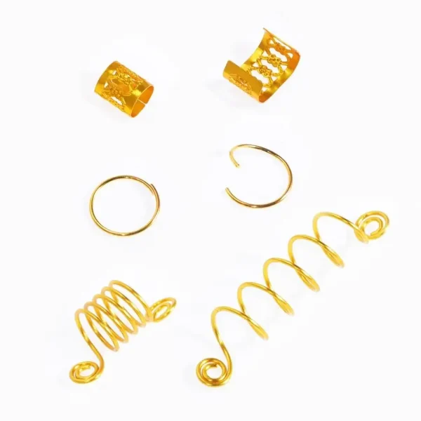 Anneaux de Cheveux Africains en Métal localité, Perles, Mancommuniste, Tubes, Breloques, Dreadlock, Dreadlocks, Bijoux, Accessoires de Décoration, 90 Pièces – Image 2