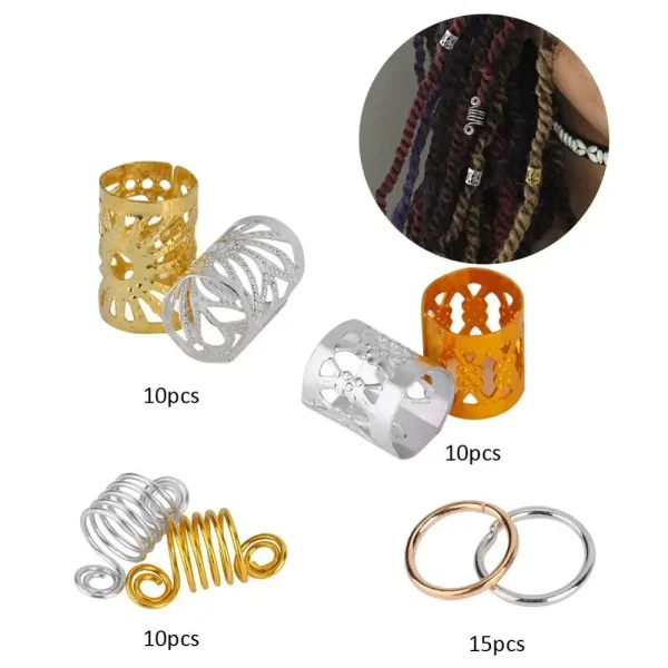 Anneaux de Cheveux Africains en Métal pour Dreadlocks, 90 Pièces – Image 4