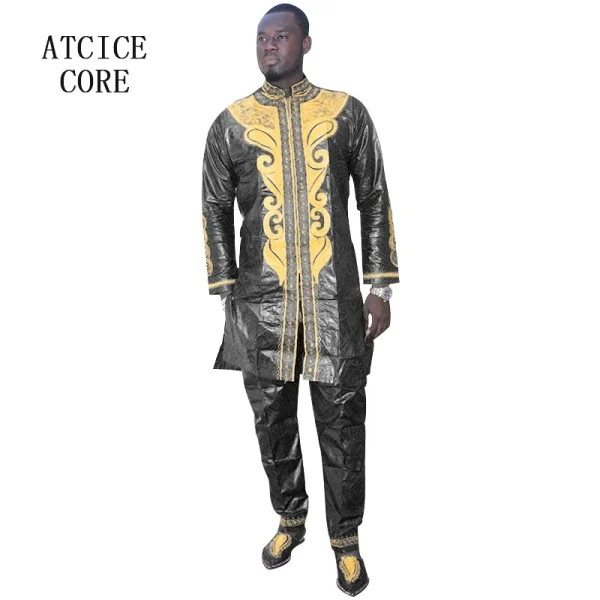 Bazin riche brodé pour hommes avec pantalon – Image 2