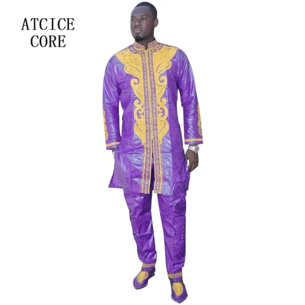 Bazin riche brodé pour hommes avec pantalon – Image 4