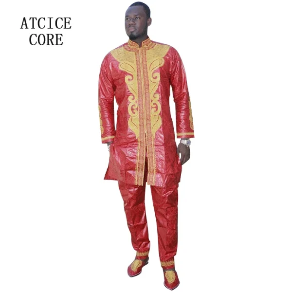 Bazin riche brodé pour hommes avec pantalon – Image 5