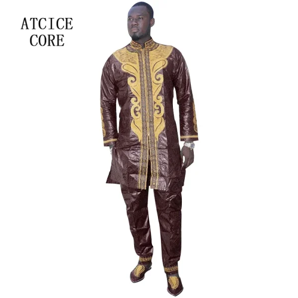 Bazin riche brodé pour hommes avec pantalon – Image 6