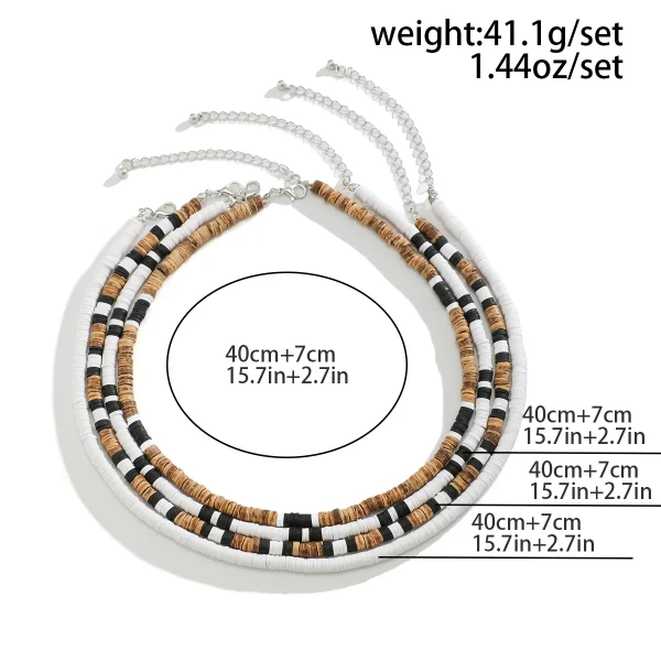 KunJoe-Collier de perles en bois naturel pour homme, argile douce, rétro, africain, surf, tribal, bijoux de fête, cadeau, ensemble de 4 pièces – Image 4