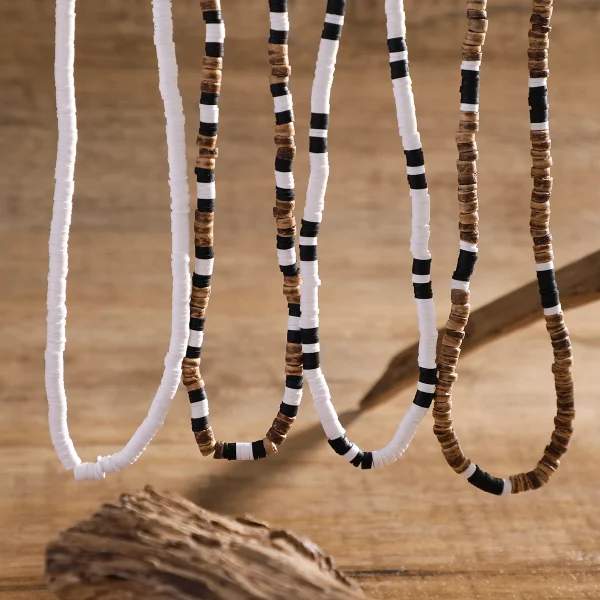 KunJoe-Collier de perles en bois naturel pour homme, argile douce, rétro, africain, surf, tribal, bijoux de fête, cadeau, ensemble de 4 pièces – Image 6