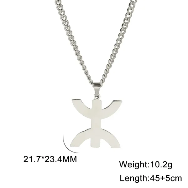 Skyrim-Collier avec Pendentif Symdains Berbères Africains pour Femme, Amulette Ethnique en Acier Inoxydable, Lettre Amazigh Yaz – Image 4