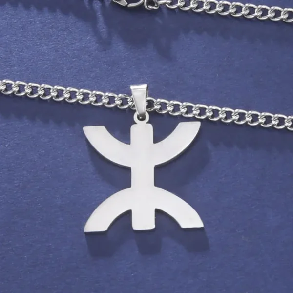 Skyrim-Collier avec Pendentif Symdains Berbères Africains pour Femme, Amulette Ethnique en Acier Inoxydable, Lettre Amazigh Yaz – Image 7