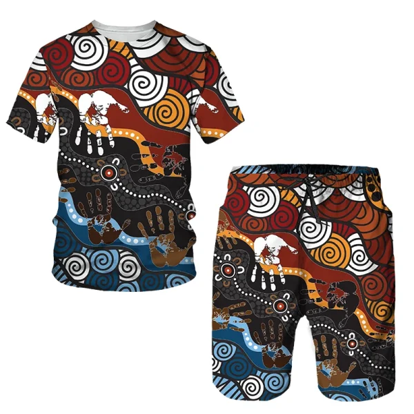 Tenues africaines pour hommes, vêtements africains pour hommes, ensemble de survêtement 2 pièces, style ethnique, chemises Dashiki, t-shirt à manches courtes, short – Image 4