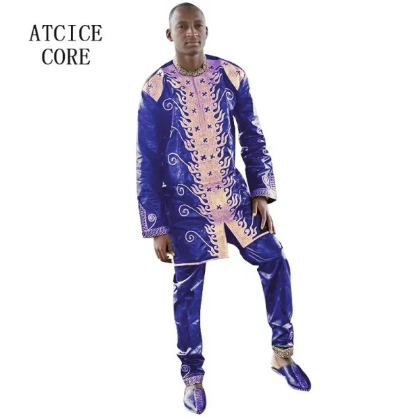 Vêtements traditionnels africains pour hommes, dashiki, manches longues, bazin riche – Image 2
