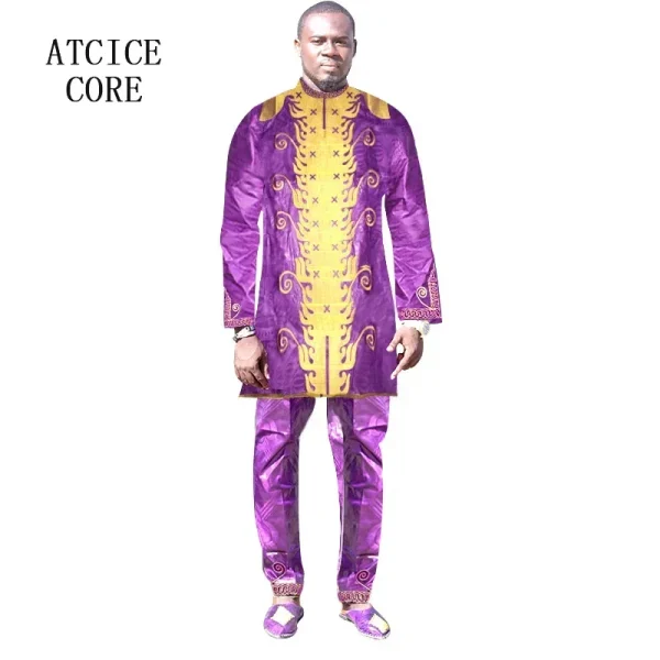 Vêtements traditionnels africains pour hommes, dashiki, manches longues, bazin riche – Image 3