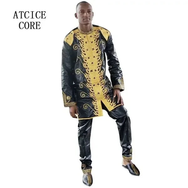 Vêtements traditionnels africains pour hommes, dashiki, manches longues, bazin riche